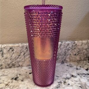 Starbucks Iridescent Pink Studded Cold Cup with Twist Straw
